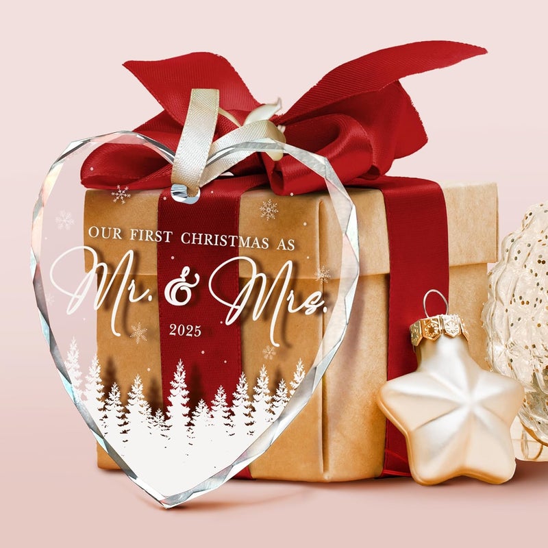 SUCHAGIFT Wedding Gifts - Mr and Mrs Gifts for Couples, Bride, Women - Future Mr and Mrs Gift, Bridal Shower Gift - Glass 1st Married Ornament - Image 4